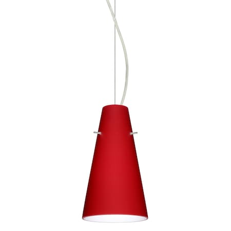 Besa Lighting Cierro Cable Pendant, Ruby Matte, Satin Nickel Finish, 1x100W Incandescent 1KX-4124RM-SN